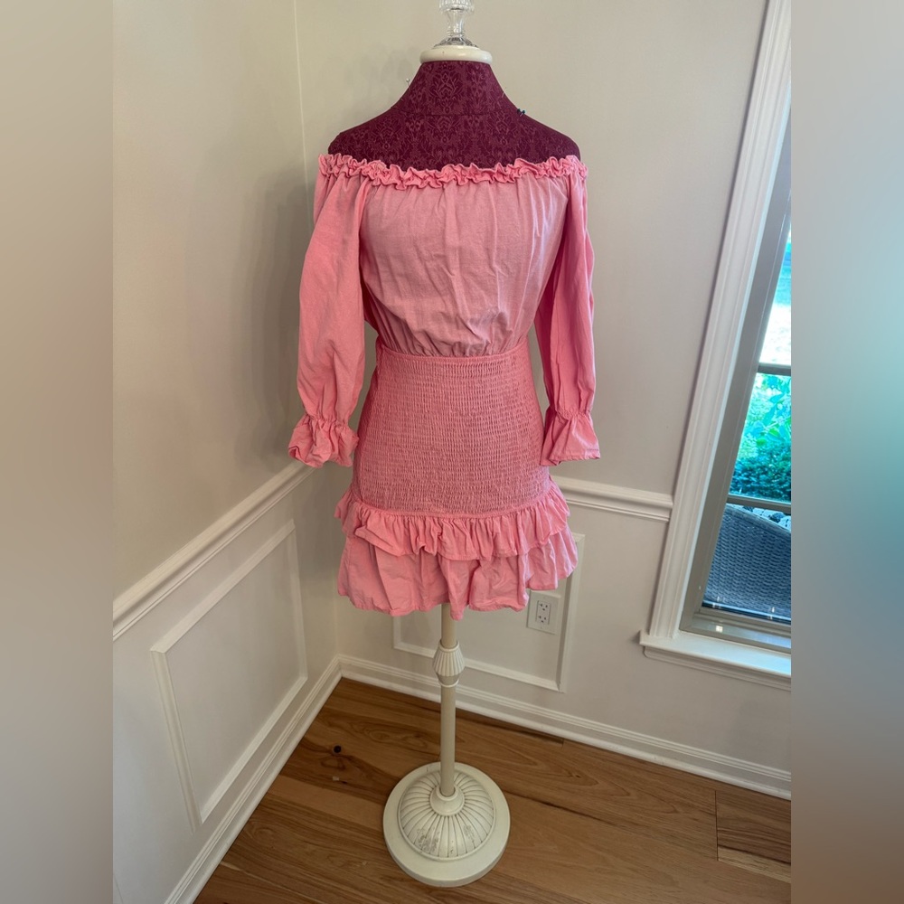 Petal & Pup Pink Ruffle Off the Shoulder Dress